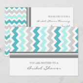 Blauwgroen grijze Chevron Bridal-showkaarten Kaart (Voorkant / Achterkant)