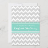 Blauwgroen grijze Chevron Custom Baby Shower Invit Kaart (Voorkant)