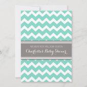 Blauwgroen grijze Chevron Custom Baby Shower Invit Kaart (Voorkant)