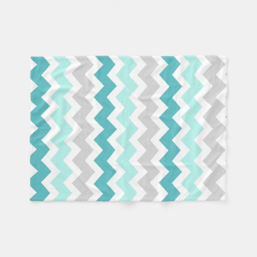 Blauwgroen grijze Chevron Pattern Blanket Fleece Deken (Voorkant (Horizontaal))