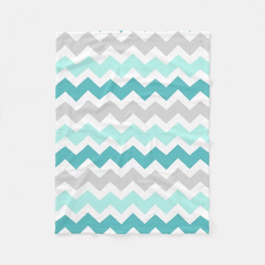 Blauwgroen grijze Chevron Pattern Blanket Fleece Deken (Voorkant)
