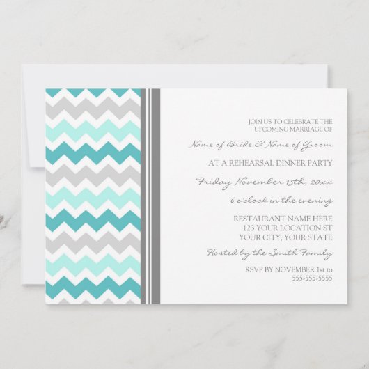 Blauwgroen grijze Chevron-repetitie Kaart (Achterkant)