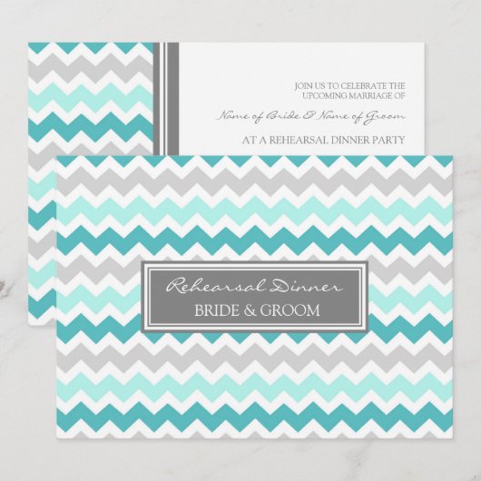 Blauwgroen grijze Chevron-repetitie Kaart (Voorkant / Achterkant)