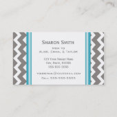 Blauwgroen grijze Chevron Retro Mam Roekkaarten Contactkaartje (Achterkant)