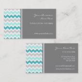 Blauwgroen grijze Chevron Retro Visitekaartjes (Voorkant / Achterkant)
