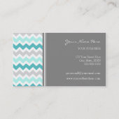 Blauwgroen grijze Chevron Retro Visitekaartjes (Achterkant)