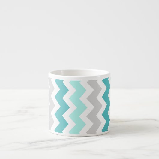 Blauwgroen grijze Chevrons Pattern Espresso Mok (Voorkant)