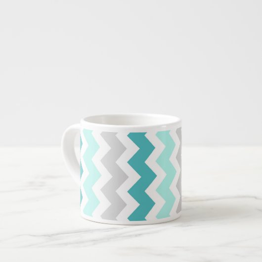 Blauwgroen grijze Chevrons Pattern Espresso Mok (Links)