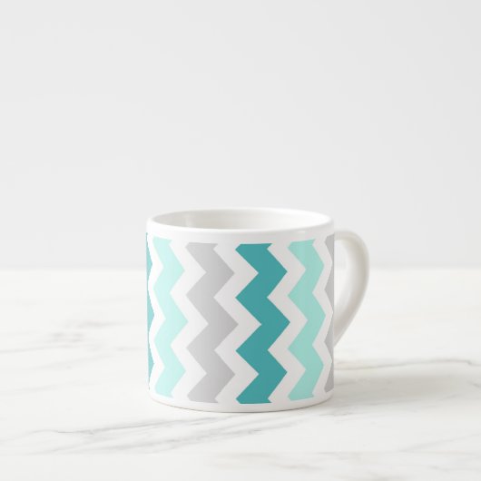 Blauwgroen grijze Chevrons Pattern Espresso Mok (Voorkant rechts)