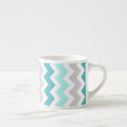 Blauwgroen grijze Chevrons Pattern Espresso Mok (Rechts)