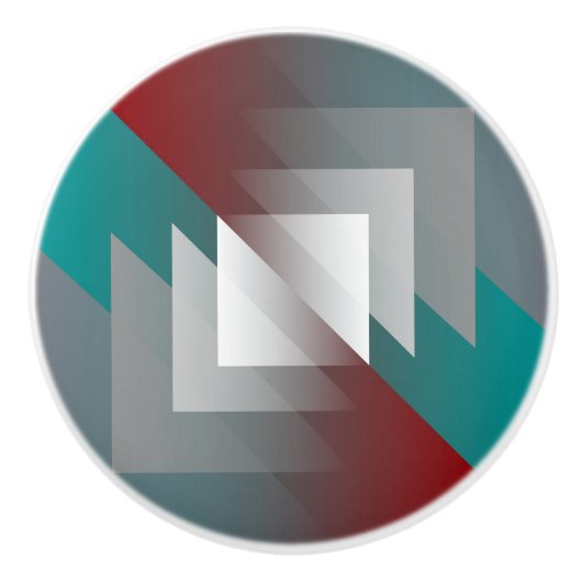 Blauwgroen grijze driehoeken op Bourgogne Keramische Knop (Voorkant)