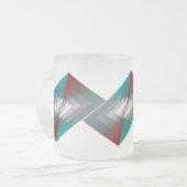 Blauwgroen grijze driehoeken op Bourgogne Matglas Koffiemok (Voorkant links)