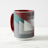 Blauwgroen grijze driehoeken op Bourgogne Mok (Voorkant links)