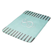 Blauwgroen, grijze en witte strepen badmat (Gekanteld)