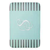 Blauwgroen, grijze en witte strepen badmat (Voorkant Verticaal)