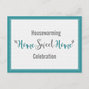 Blauwgroen Grijze Home Sweet Home Housewarming Par Uitnodiging Briefkaart