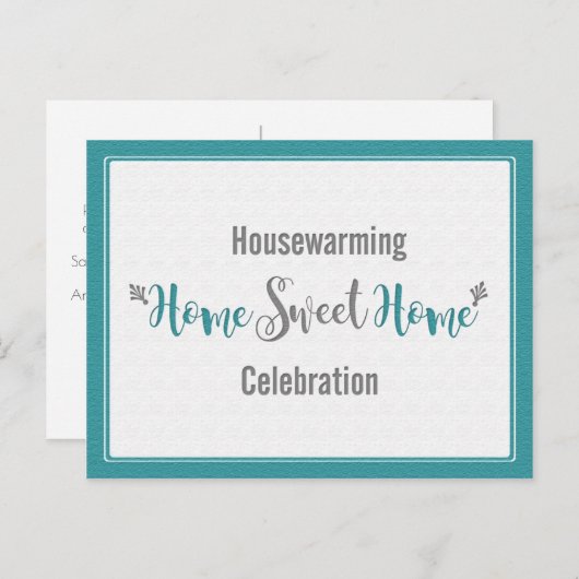 Blauwgroen Grijze Home Sweet Home Housewarming Par Uitnodiging Briefkaart (Voorkant / Achterkant)