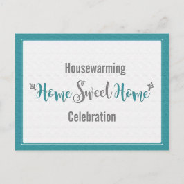 Blauwgroen Grijze Home Sweet Home Housewarming Par Uitnodiging Briefkaart