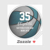 Blauwgroen grijze jongens basketbalteamkleuren sticker (Vel)