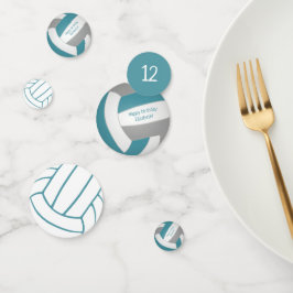 blauwgroen grijze jongens volleybalfeest voor spor confetti