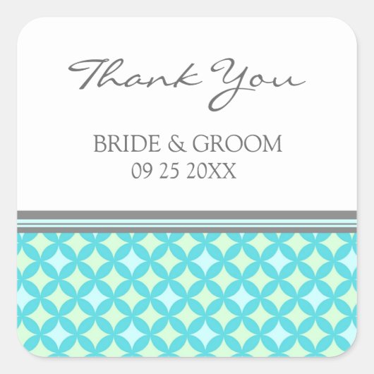 Blauwgroen Grijze Munt Dank u Bruiloft Favor Label (Voorkant)