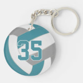 blauwgroen grijze teamkleuren, gepersonaliseerd vo sleutelhanger (Achterkant)