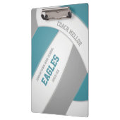 blauwgroen grijze teamkleuren volleybalcoach klembord (Links)