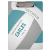 blauwgroen grijze teamkleuren volleybalcoach klembord (Voorkant)