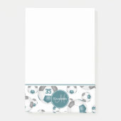 Blauwgroen grijze voetballen girale sport post-it® notes (Voorkant)