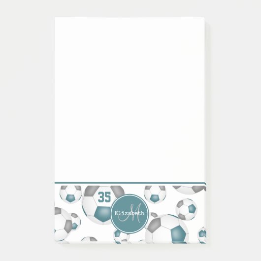 Blauwgroen grijze voetballen girale sport post-it® notes (Voorkant)