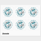 blauwgroen grijze volleybal girly place typografie vierkante sticker (Vel)