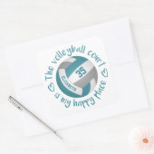 blauwgroen grijze volleybal girly place typografie vierkante sticker (Envelop)
