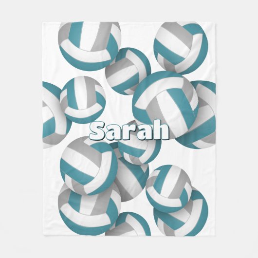 blauwgroen grijze volleyballen meisjes sportkamer  fleece deken (Voorkant)