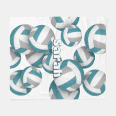 blauwgroen grijze volleyballen meisjes sportkamer  fleece deken (Voorkant (Horizontaal))