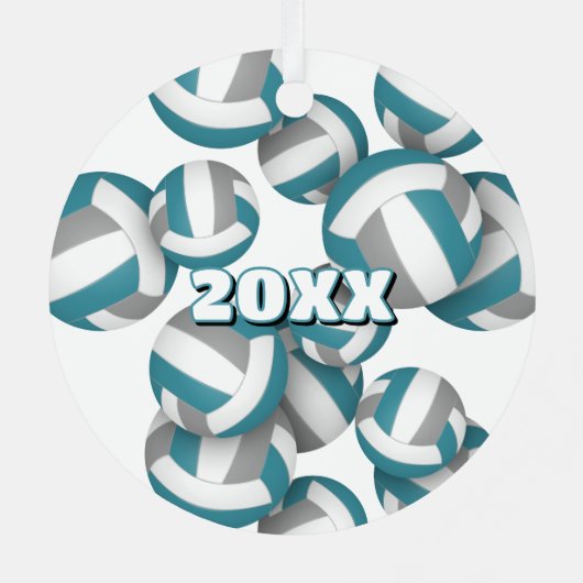 blauwgroen grijze volleyballen w atleet naam keeps metalen ornament (Achterkant)