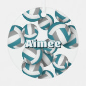 blauwgroen grijze volleyballen w atleet naam keeps metalen ornament (Voorkant)