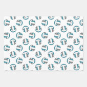 blauwgroen grijze volleybalpatronen bij elke geleg inpakpapier vel (Voorkant 3)