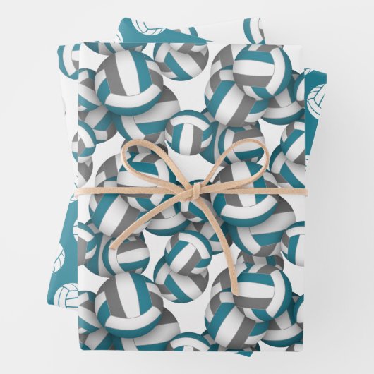 blauwgroen grijze volleybalpatronen bij elke geleg inpakpapier vel (In situ)
