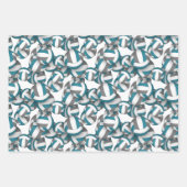 blauwgroen grijze volleybalpatronen bij elke geleg inpakpapier vel (Voorkant)