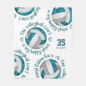 blauwgroen grijze volleybalrechtbank gelukkig plaa fleece deken (Voorkant)