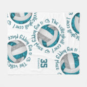 blauwgroen grijze volleybalrechtbank gelukkig plaa fleece deken (Voorkant (Horizontaal))