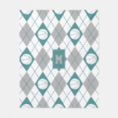 blauwgroen grijze witte basketbalteamkleuren argyl fleece deken (Voorkant)