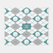 blauwgroen grijze witte basketbalteamkleuren argyl fleece deken (Voorkant (Horizontaal))