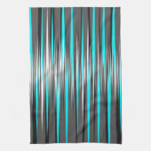 Blauwgroen, grijze, witte en zwarte strepen theedoek (Verticaal)