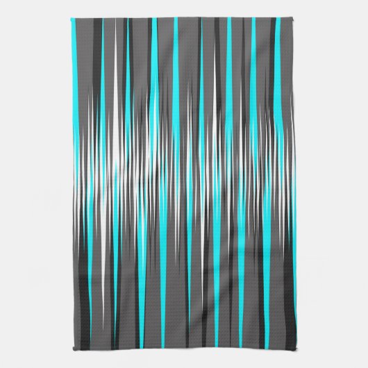 Blauwgroen, grijze, witte en zwarte strepen theedoek (Verticaal)