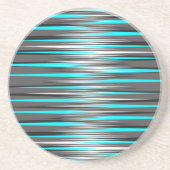 Blauwgroen, grijze, witte en zwarte strepen zandsteen onderzetter (Voorkant)