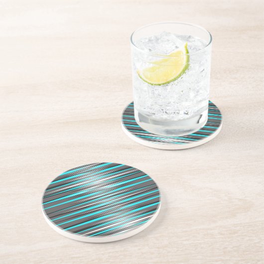 Blauwgroen, grijze, witte en zwarte strepen zandsteen onderzetter (Zijkant)