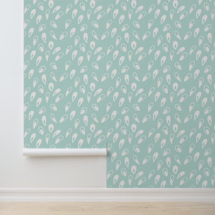 Blauwgroen Groen Abstract Water Drops Pattern Wall Behang