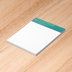 Blauwgroen Groen Bedrijfs Merk op Hoofd van Klein Notitieblok