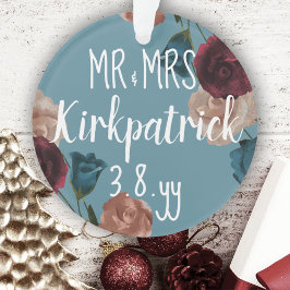 Blauwgroen Groen Beige Bourgogne Bruiloft Rozen Ke Ornament